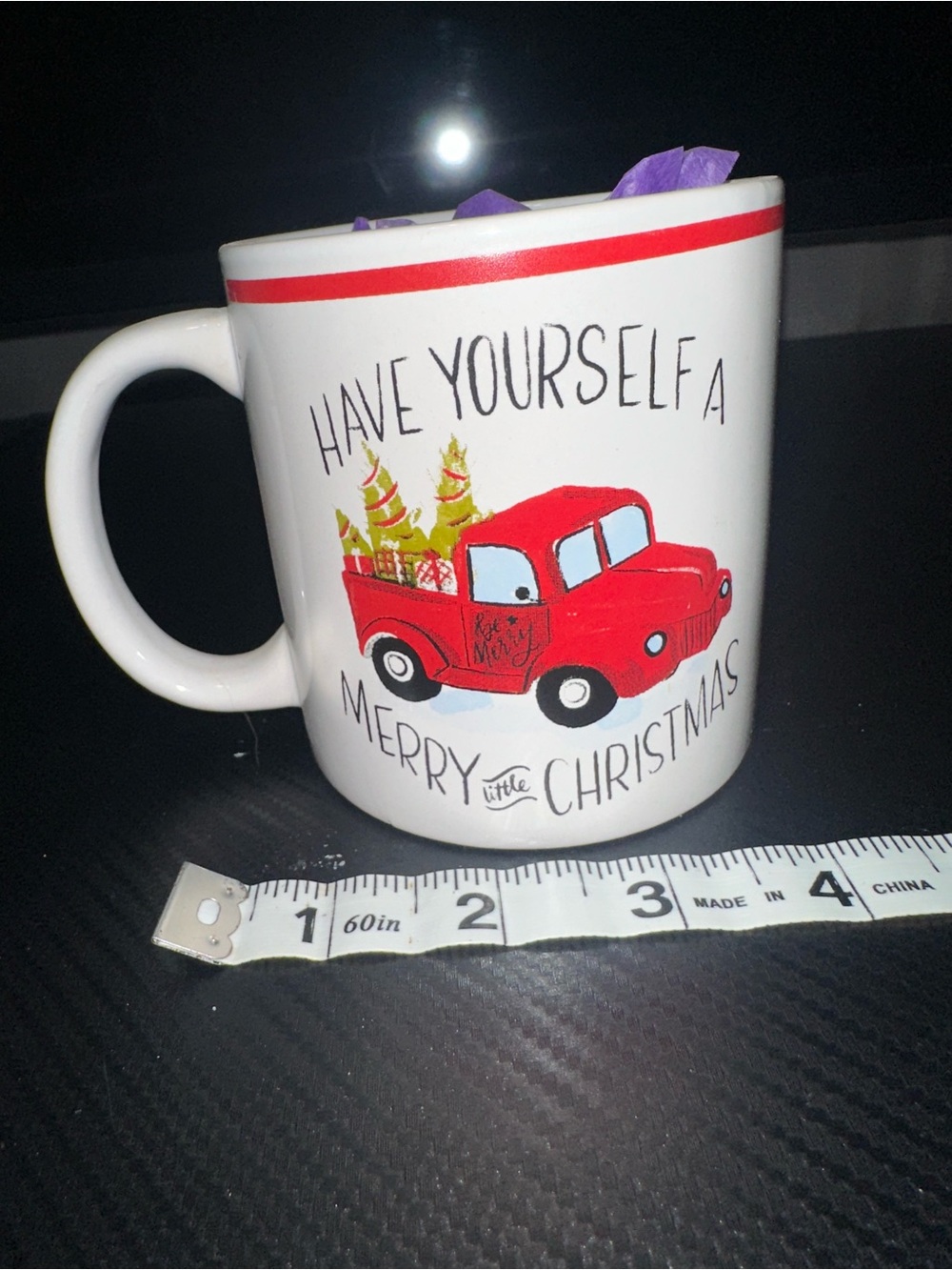 Royal Norfolk White Mug with Red Truck Holiday Design